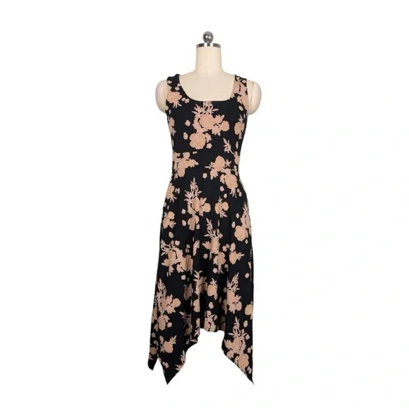 Pact Twilight Pink Floral Black Dress - Size Large - Picture 2 of 10